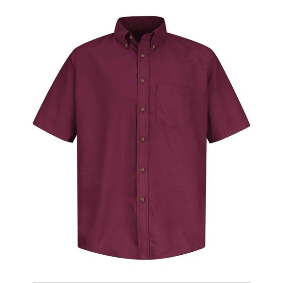 Red kap Men's Short Sleeve Poplin Dress Shirt large burgundy - Picture 5 of 6
